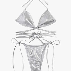 Never Worn Metallic Halter Bikini